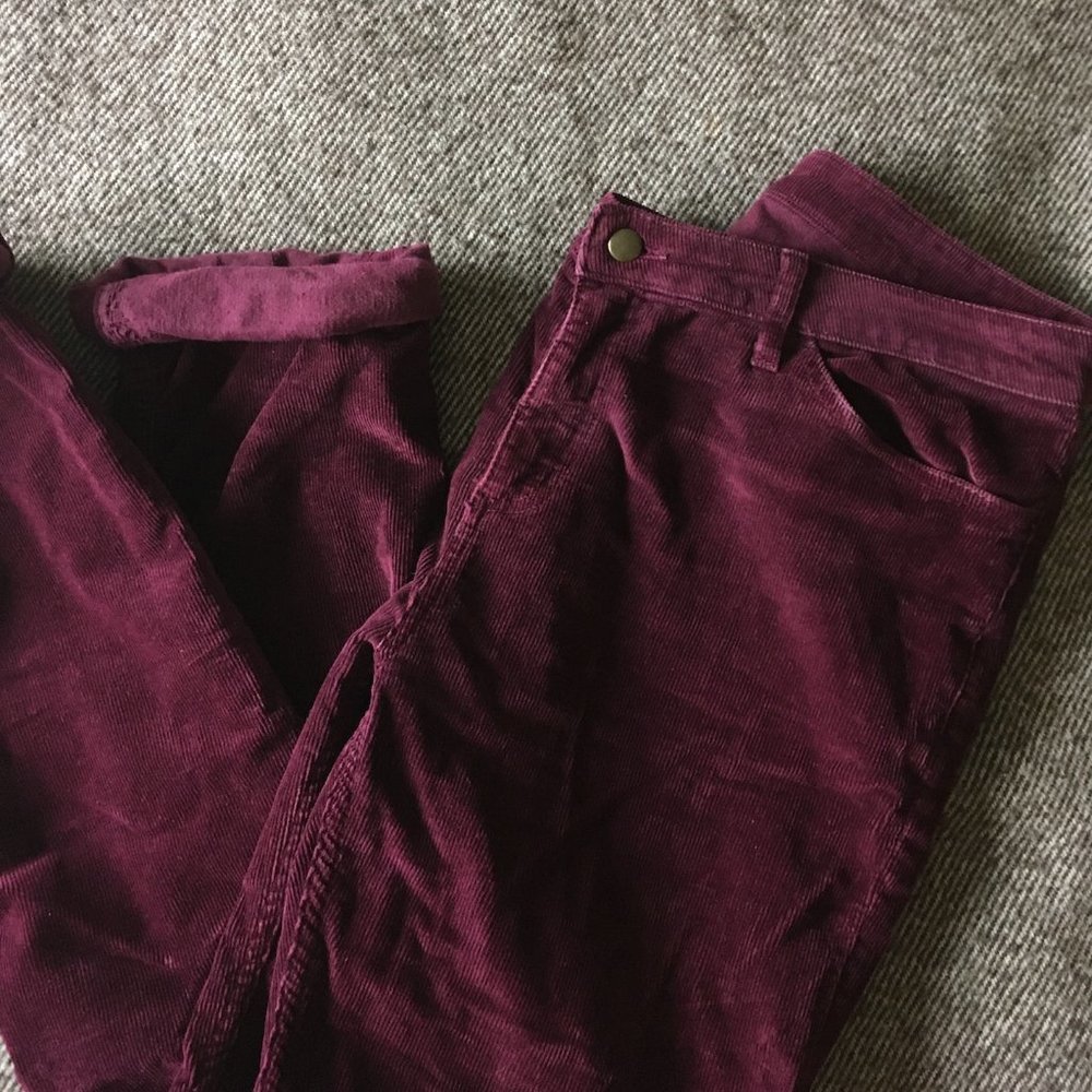 Wine red slim fit corduroy pants (AA)